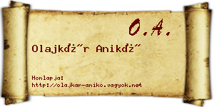 Olajkár Anikó névjegykártya